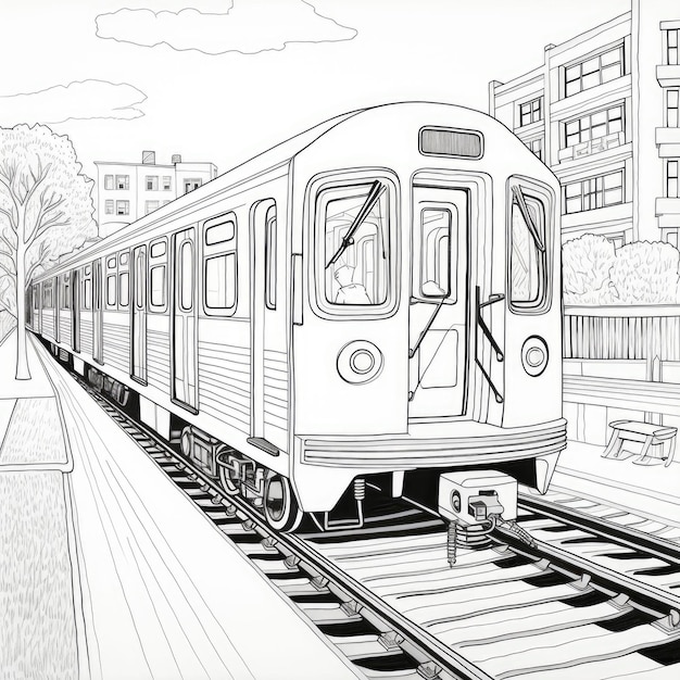 Premium ai image black and white coloring picture of a subway