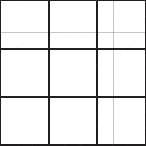 Blank sudoku grid for download and printing