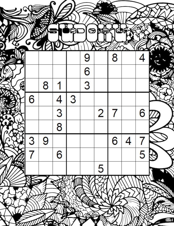 Sudoku coloring book page pdf instant download adult activity book mandala coloring pages for anxiety relief download now