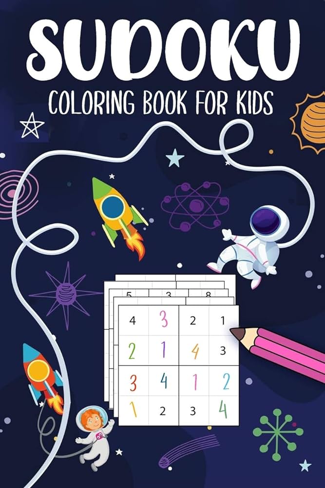 Sudoku colorg book for kids space theme puzzles x x x x x x grids from begner to advanced sudoku for kids jeff uncle books