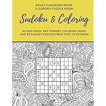 Sudoku and coloring adult coloring book and sudoku puzzle book one