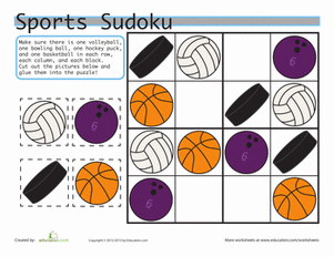 Sporty sudoku worksheet education sudoku math logic puzzles education