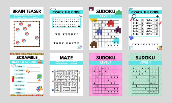 Design kdp workbook maze word search sudoku dots and boxes coloring book by hariskhan