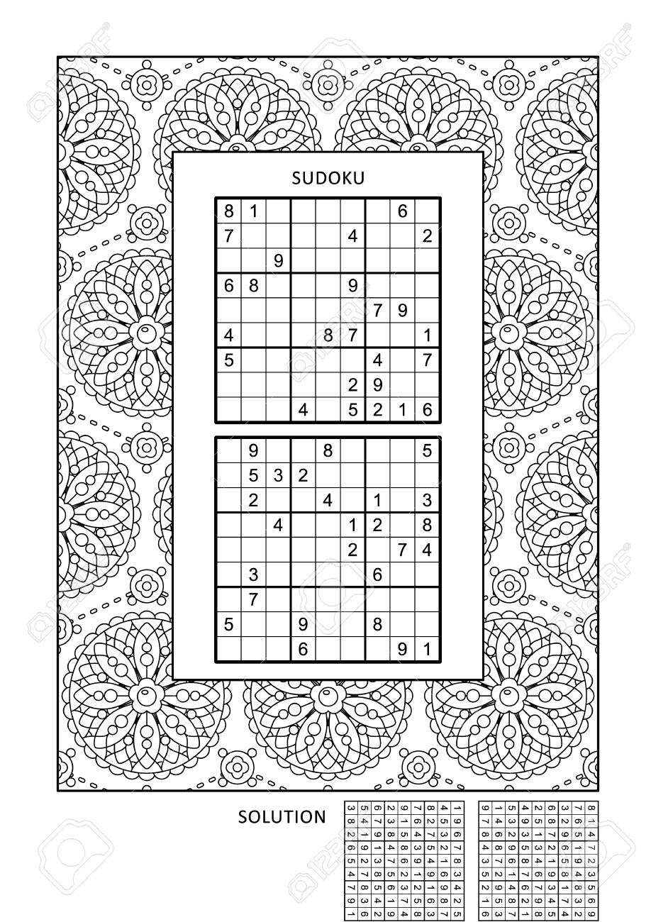 Puzzle and coloring activity page for grown