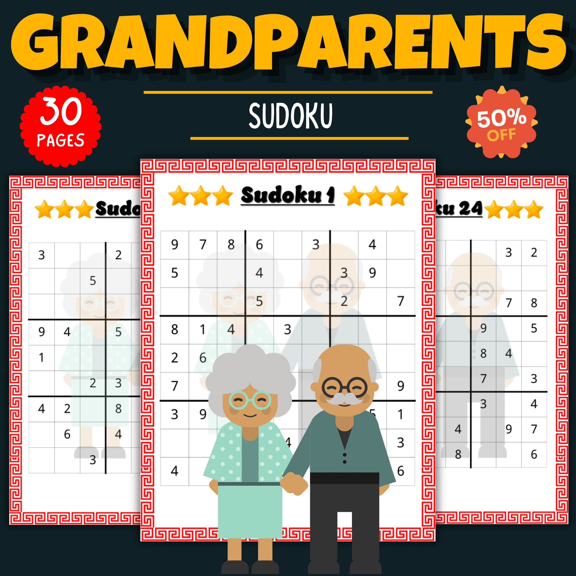 Printable grandparents day sudoku with solution