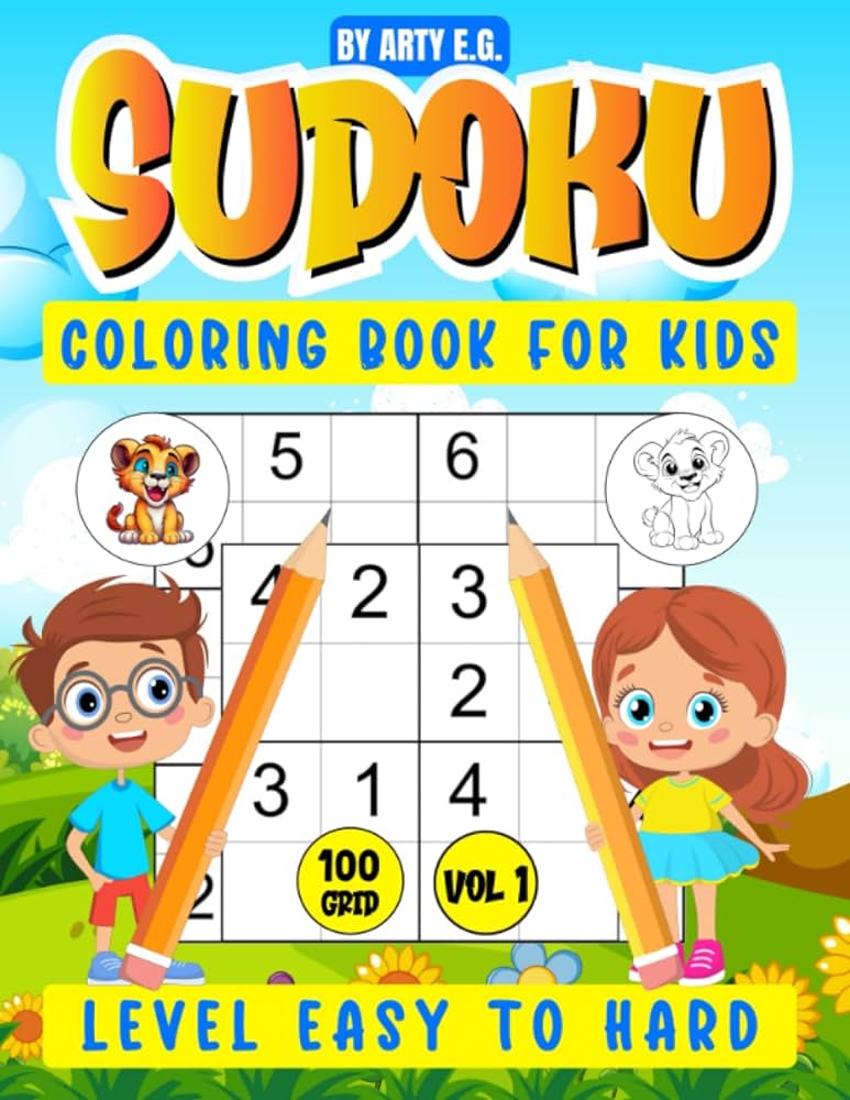 Sudoku coloring book for kids the ultimate brain training activity book dive into easy x and hard x sudoku challenges plemented by enchanting animal coloring pages eg arty books