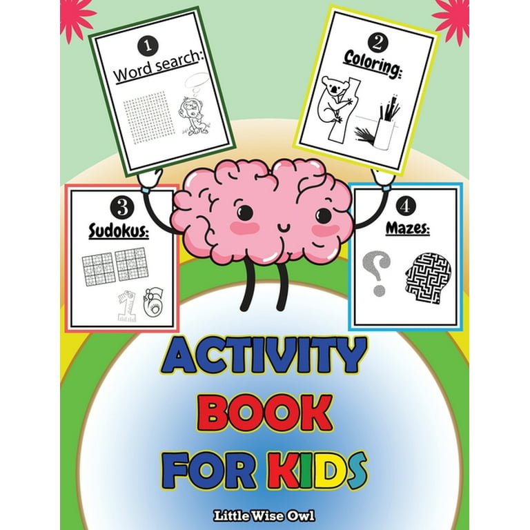 Activity book for kids fun with word search coloring pages sudoku and mazes