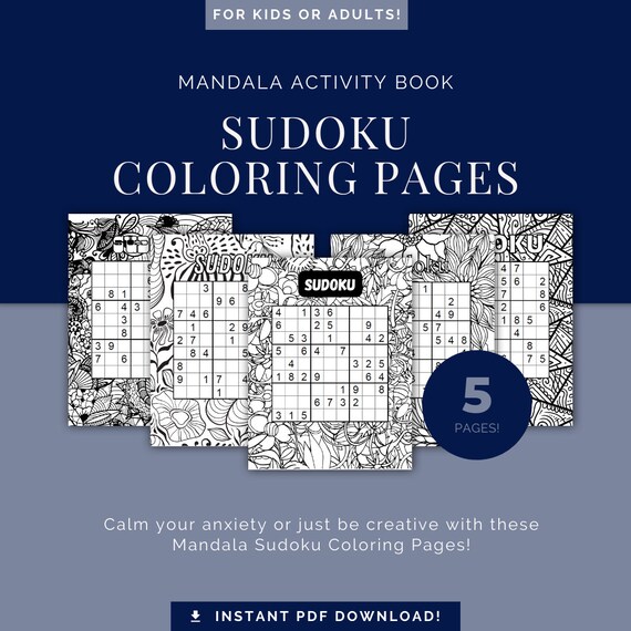 Buy sudoku coloring book page pdf instant download adult activity book mandala coloring pages for anxiety relief online in india