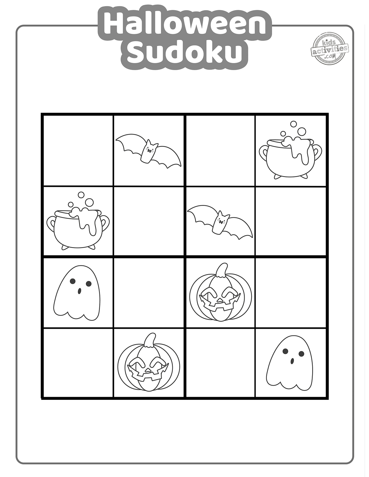 Spooktacular halloween sudoku to print kids activities blog