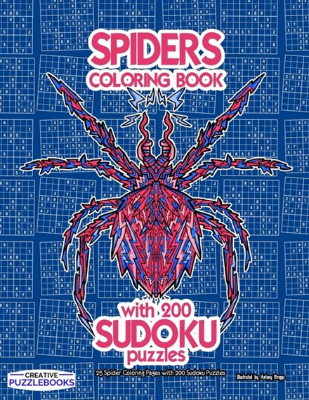 Spider coloring book with sudoku puzzles by creative puzzlebooks