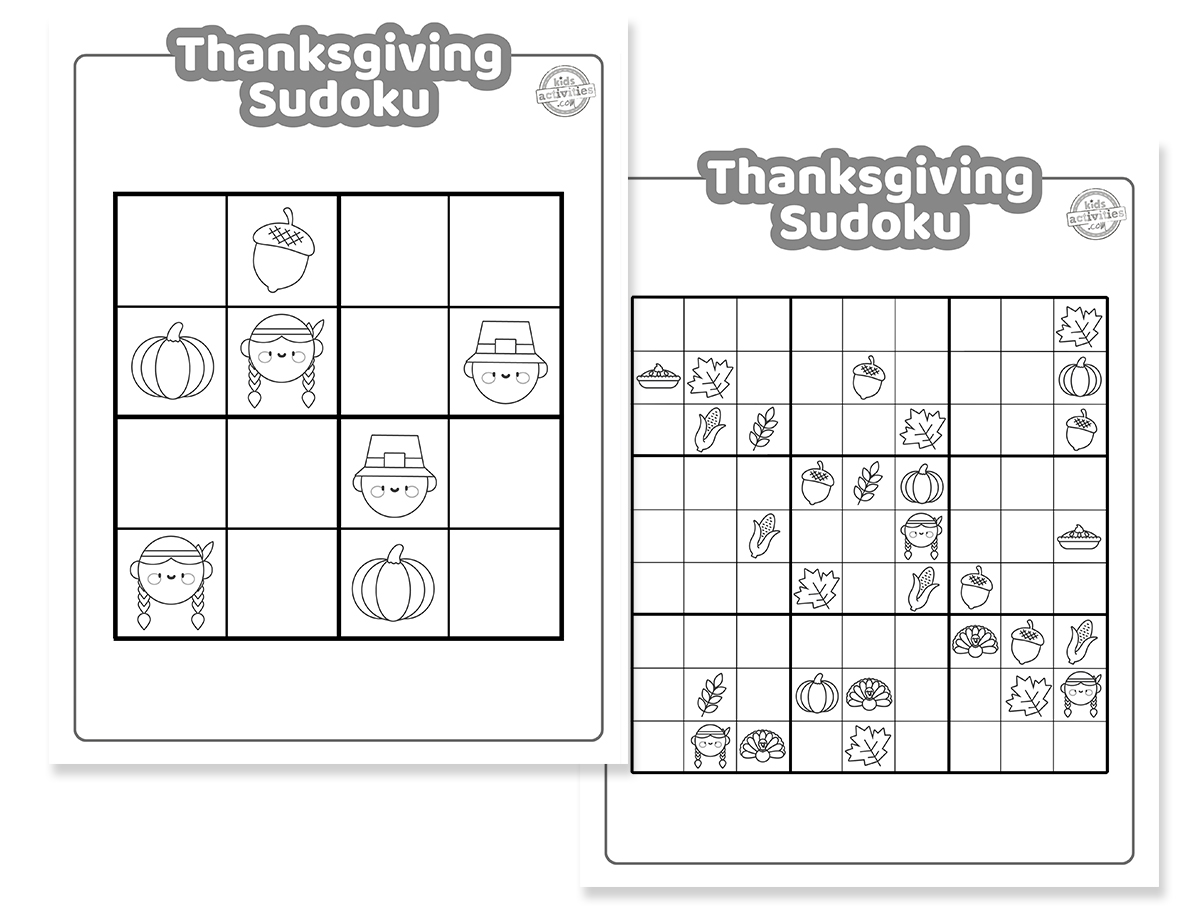 Printable thanksgiving sudoku puzzles for kids kids activities blog