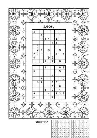 Puzzle and coloring activity page for grown