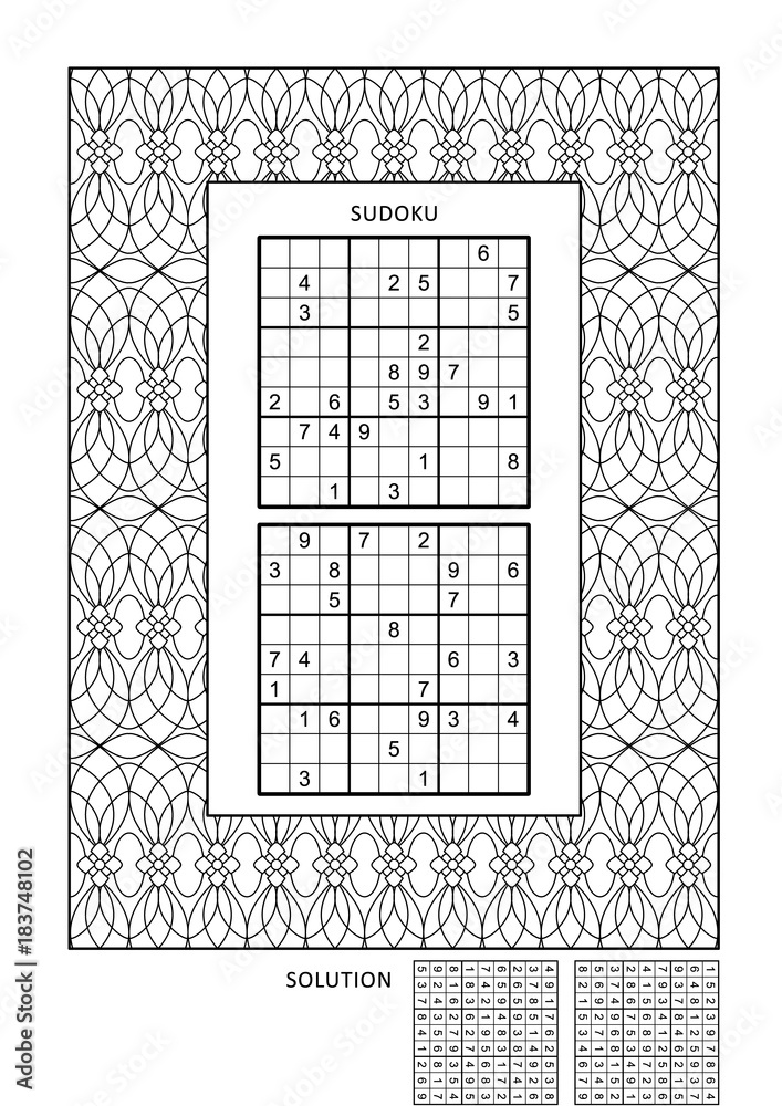 Puzzle and coloring activity page for grown