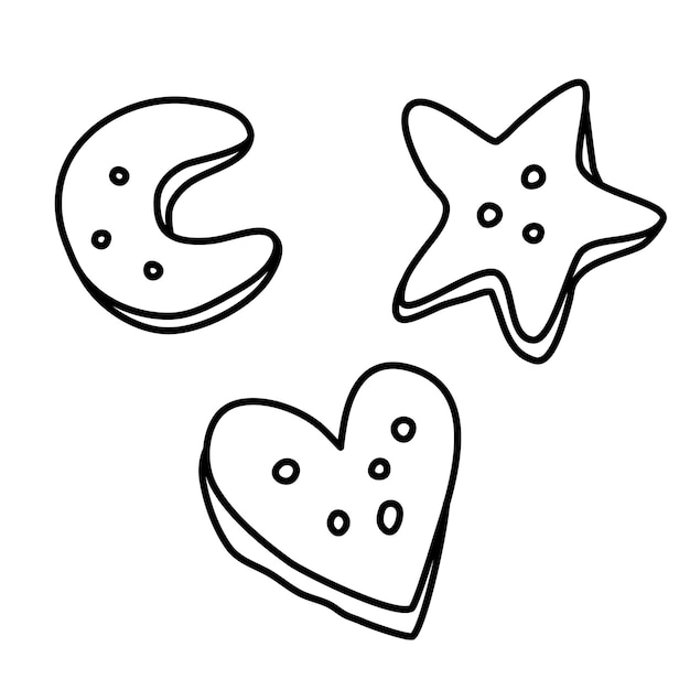 Premium vector cookies different shapes vector doodle drawing