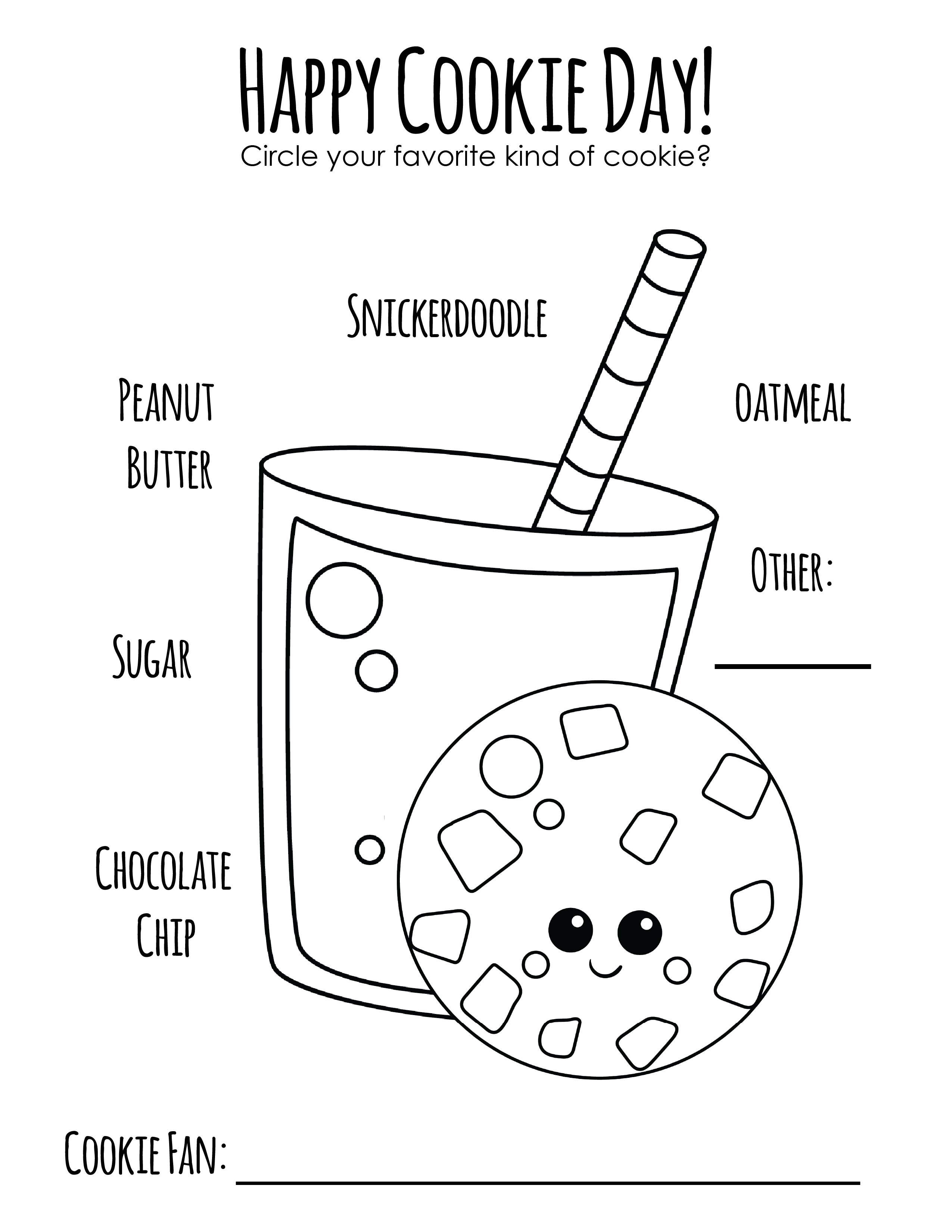 Cookies and milk coloring page â