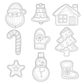 Premium vector gingerbread christmascoloring book antistress for children and adultszen