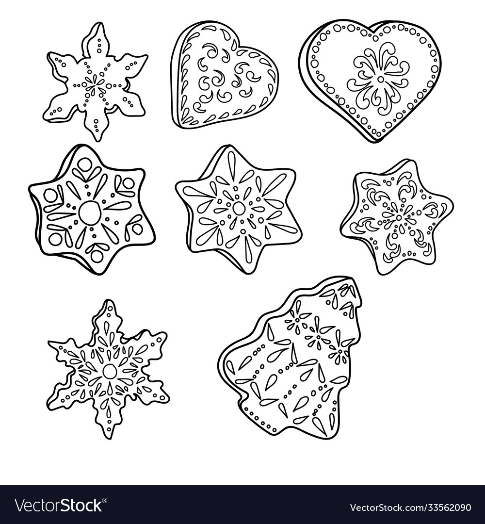 Christmas coloring page with gingerbread vector image