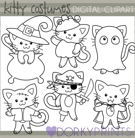 Cats in costume clipart set for sublimation sticker design sugar cookies classroom projects craft party decor digital download