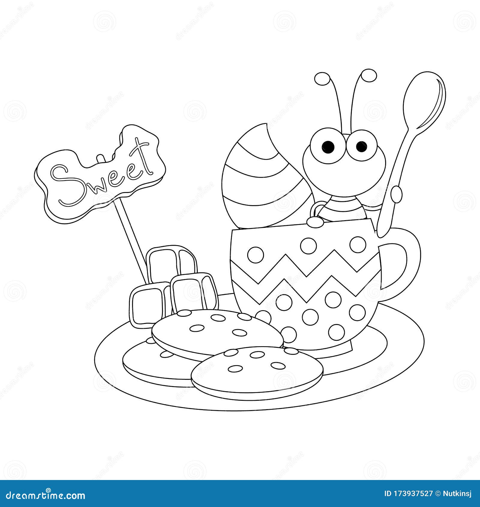 Ant in coffee cup colorless stock vector