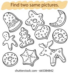Find two same pictures education game stock vector royalty free