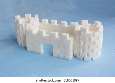 Sugar castle built out sugar cubes stock photo