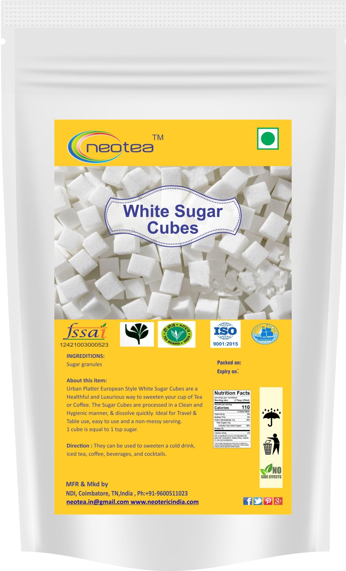 Neotea white sugar cubes quick dissolve sugar cubes kg grocery gourmet foods