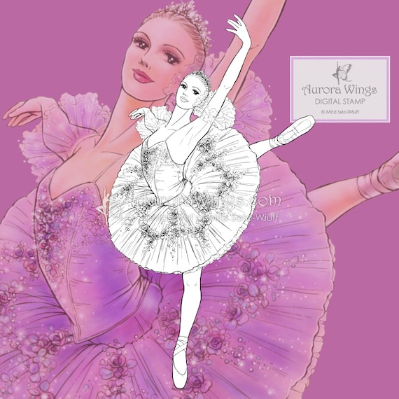 Sugar plum fairy jpg and png digital stamp nutcracker ballet christmas holiday ballet coloring page fantasy art of mitzi sato