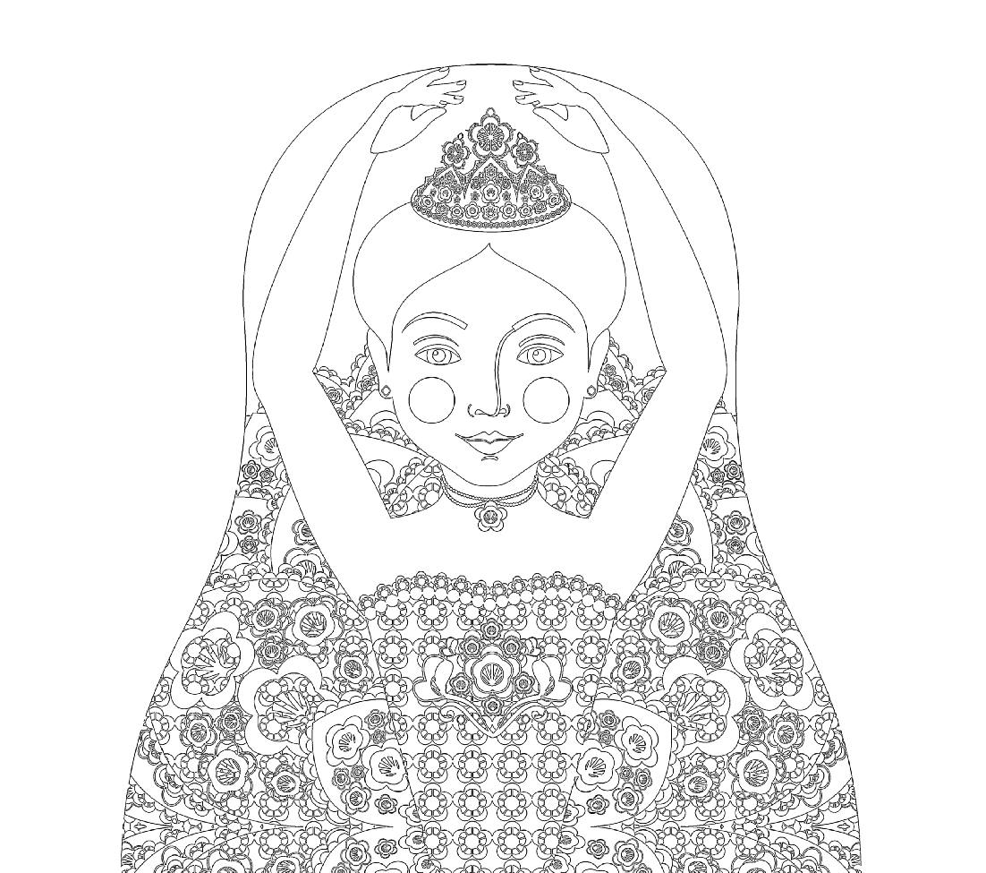 Sugar plum fairy coloring sheet printable file ballerina matryoshka doll