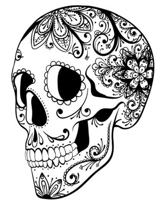 Sugar skull coloring pages for adults