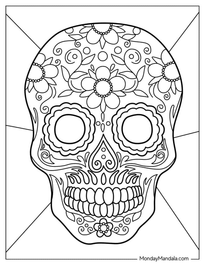 Sugar skulls coloring pages free pdf printables