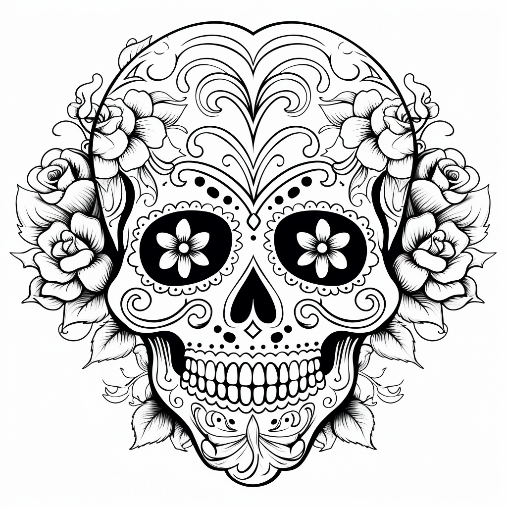 Love sugar skull coloring pages