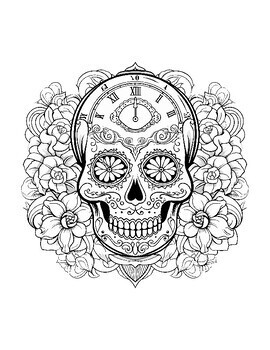 Day of the dead sugar skulls coloring pages