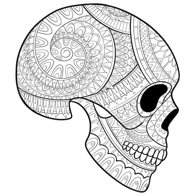 Premium vector mexican sugar skull coloring page