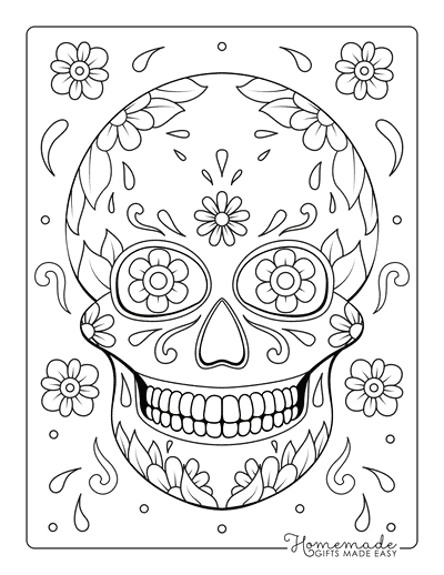 Sugar skull coloring pages for day of the dead