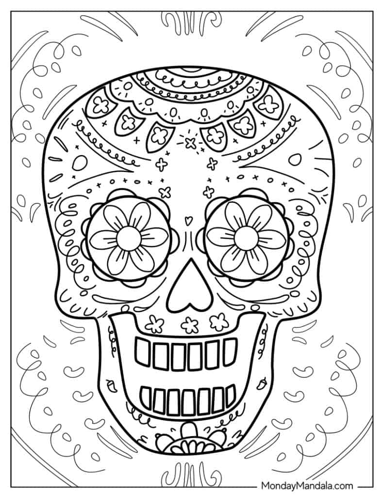 Sugar skulls coloring pages free pdf printables