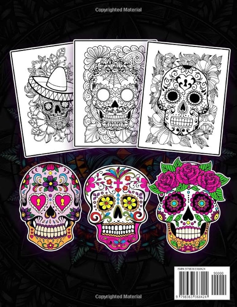 Adult coloring book sugar skull