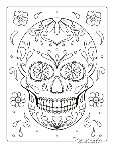 Sugar skull coloring pages for day of the dead