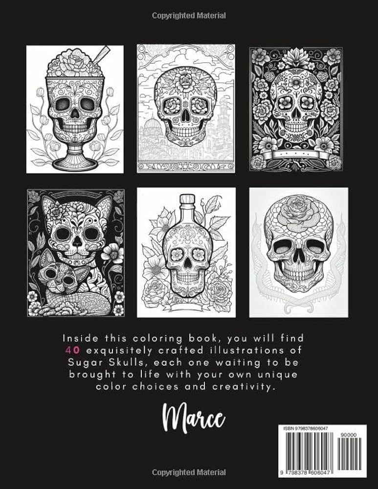 Sugar skulls adult coloring book with beautiful sugar skull illustrations designs for stress relief relaxation and creativity torres marcelo j books