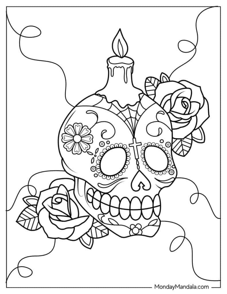 Sugar skulls coloring pages free pdf printables