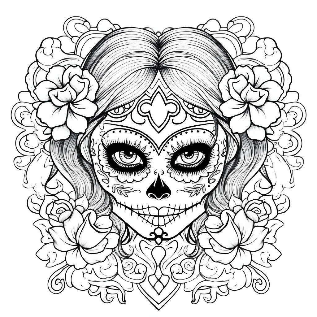 Love sugar skull coloring pages