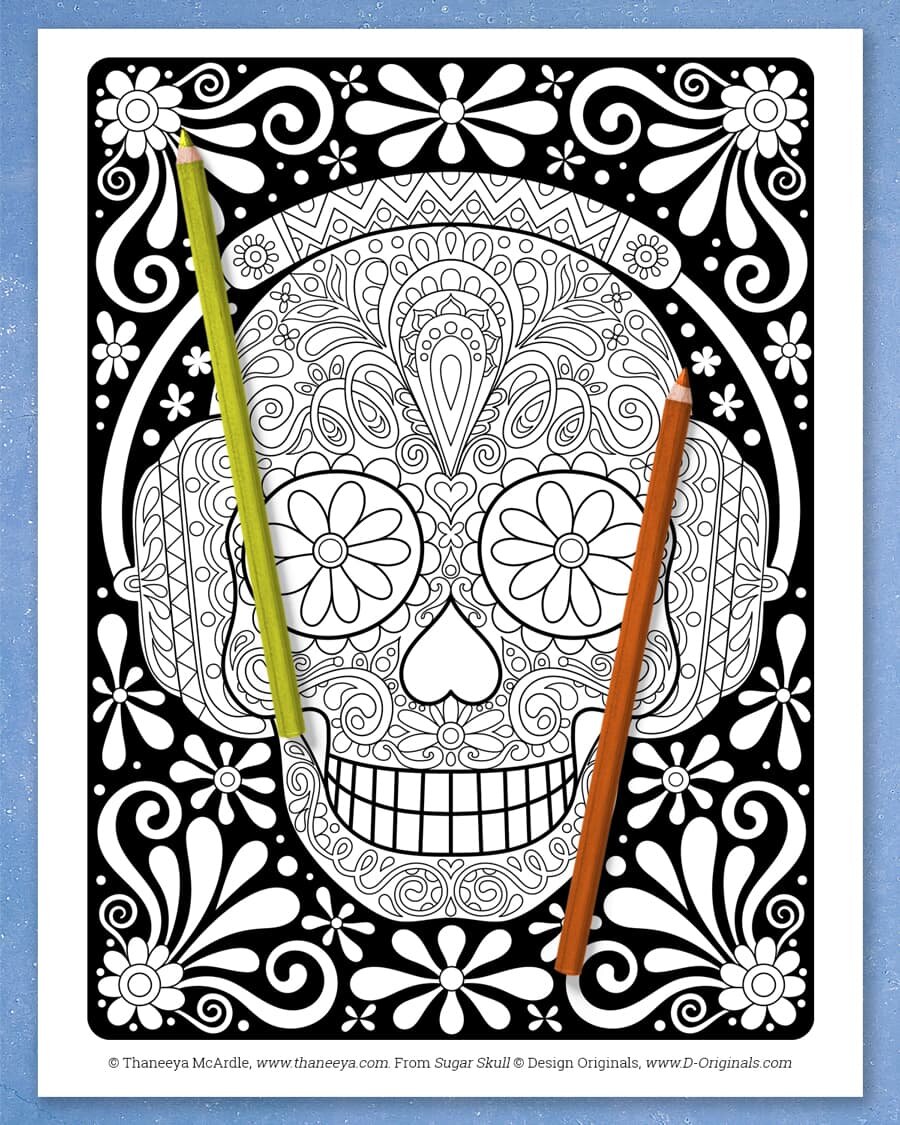 Sugar skulls coloring book by mcardle â