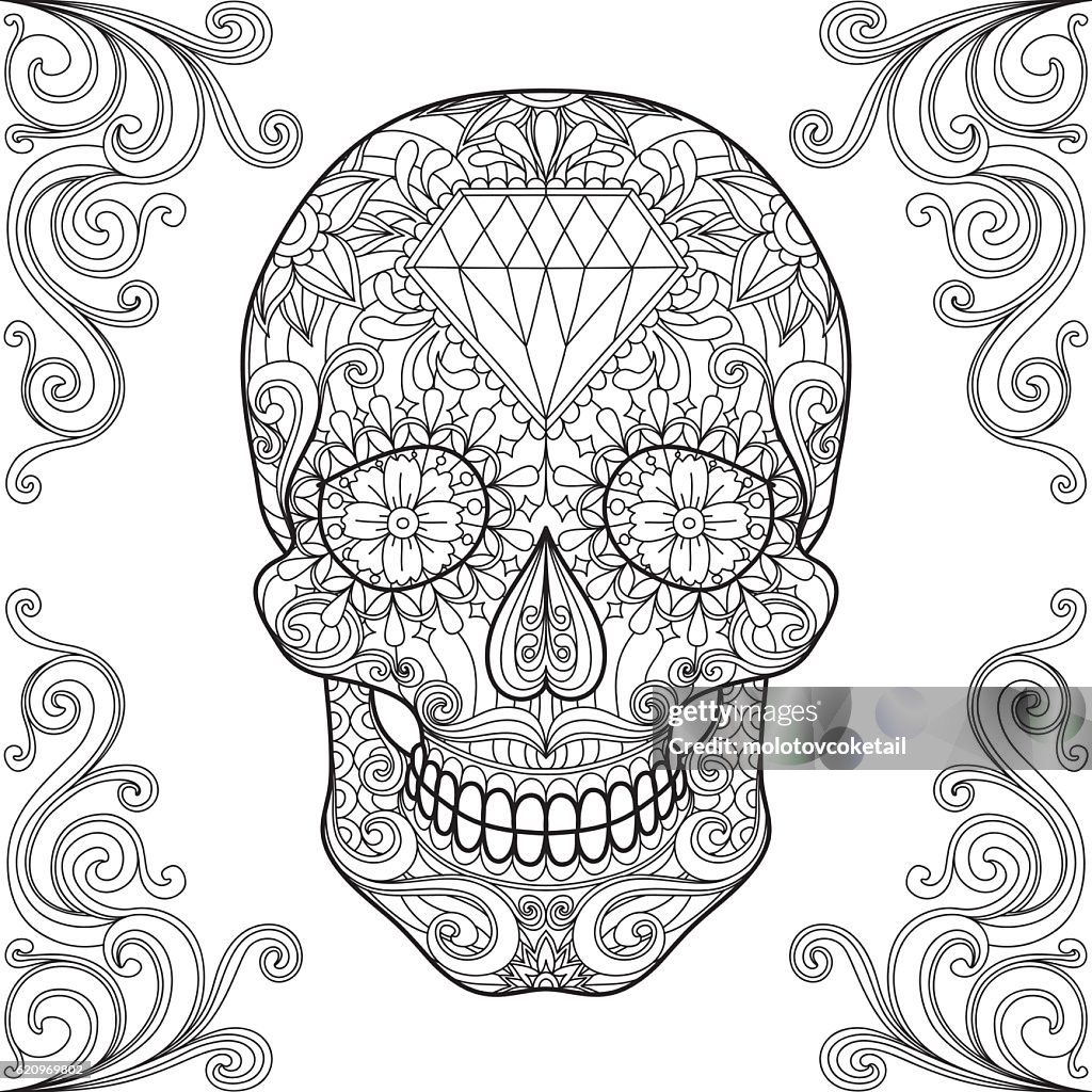 Adult coloring sugar skull high