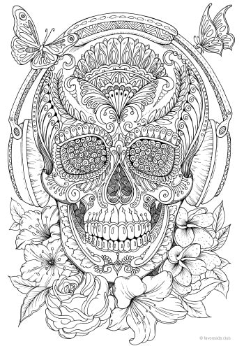 Music skull â favoreads coloring club