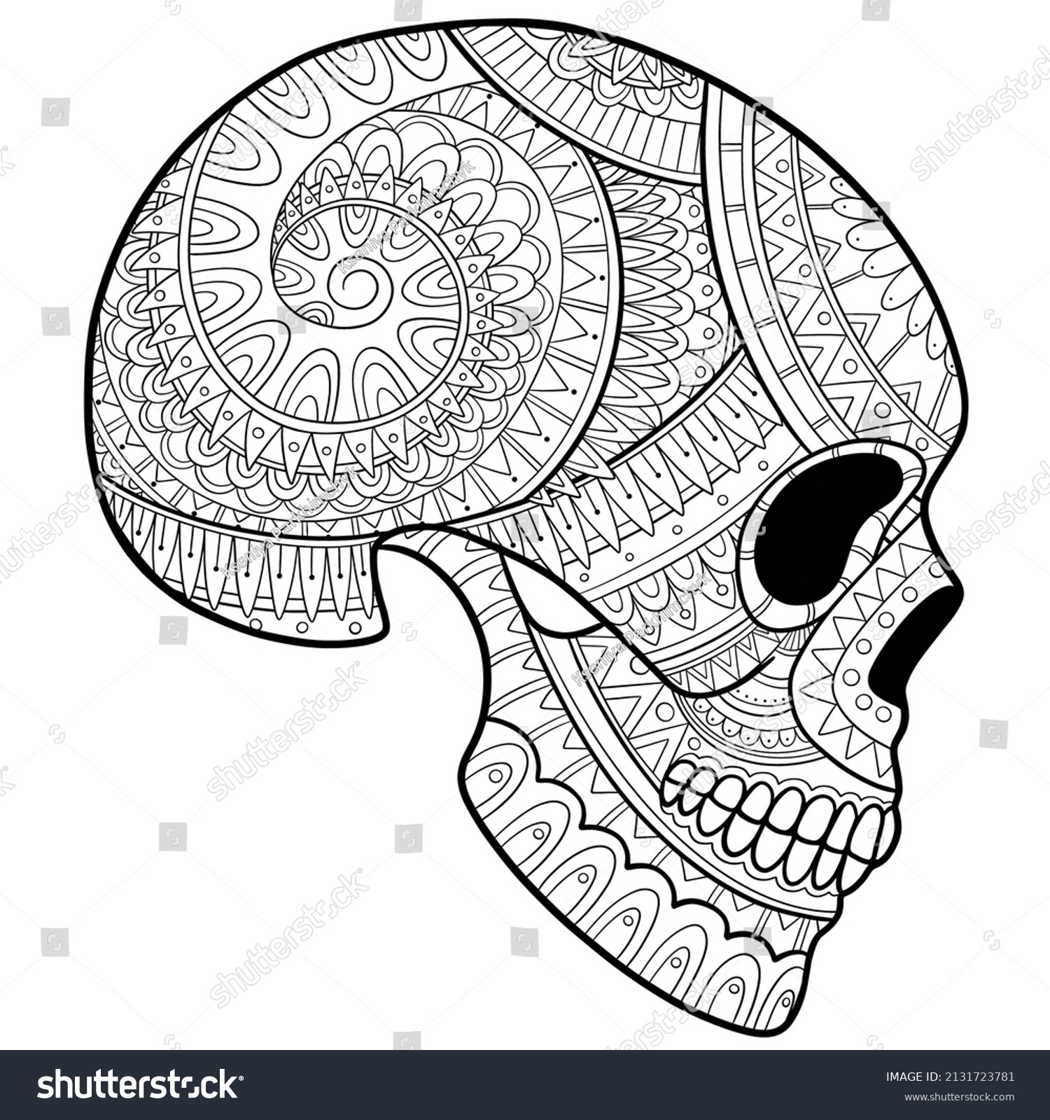 Mexican sugar skull coloring page stock vector royalty free