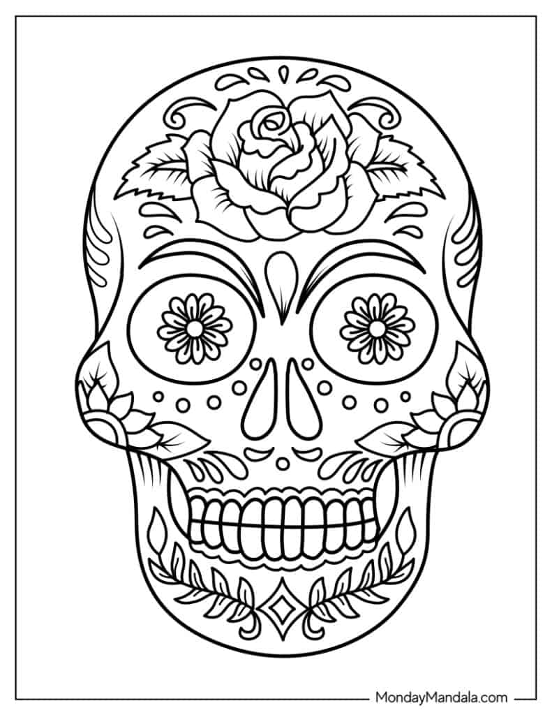 Sugar skulls coloring pages free pdf printables