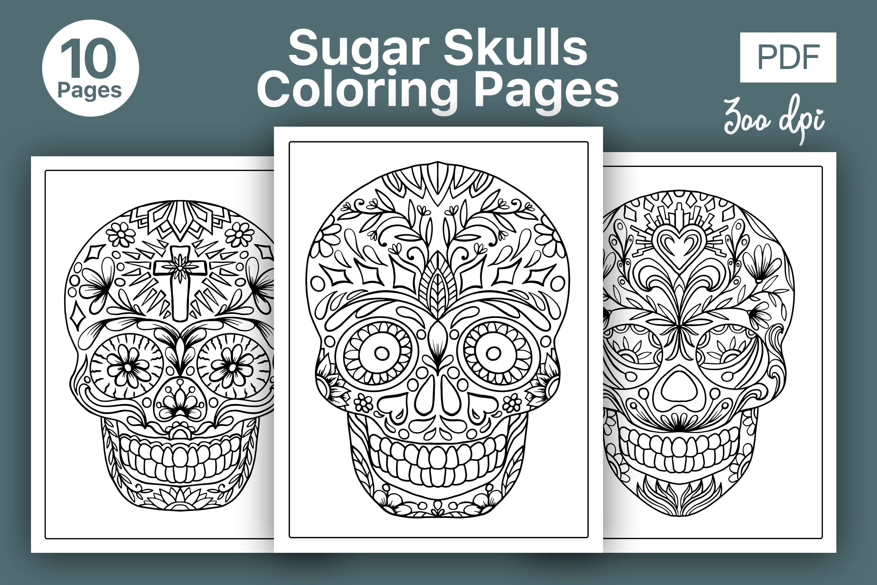 Skull coloring pages design bundles