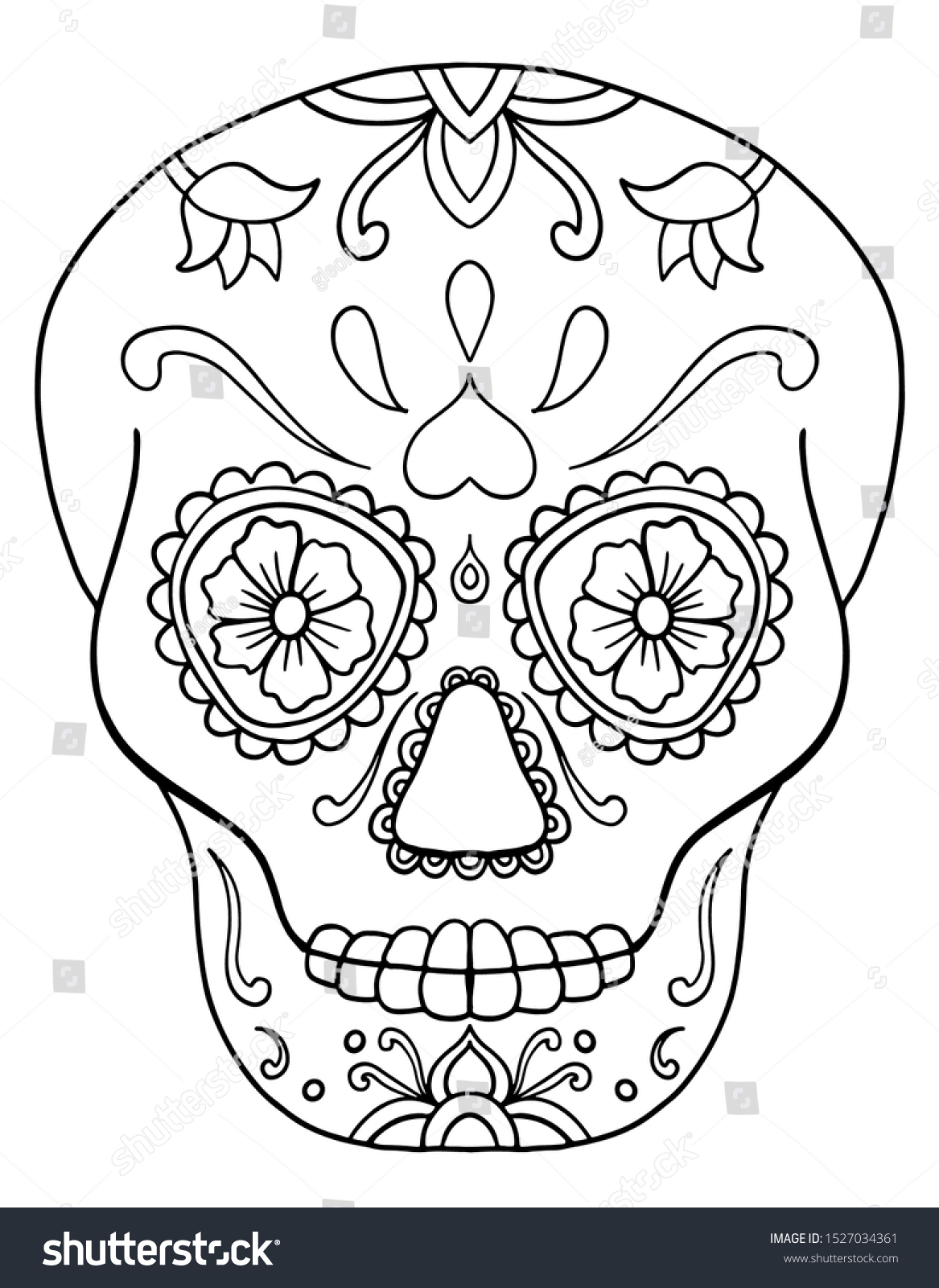 Simple coloring page mexican sugar skull stock vector royalty free