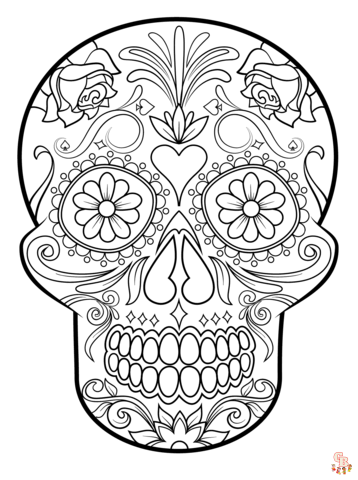 Sugar skull coloring pages printable free and easy desig