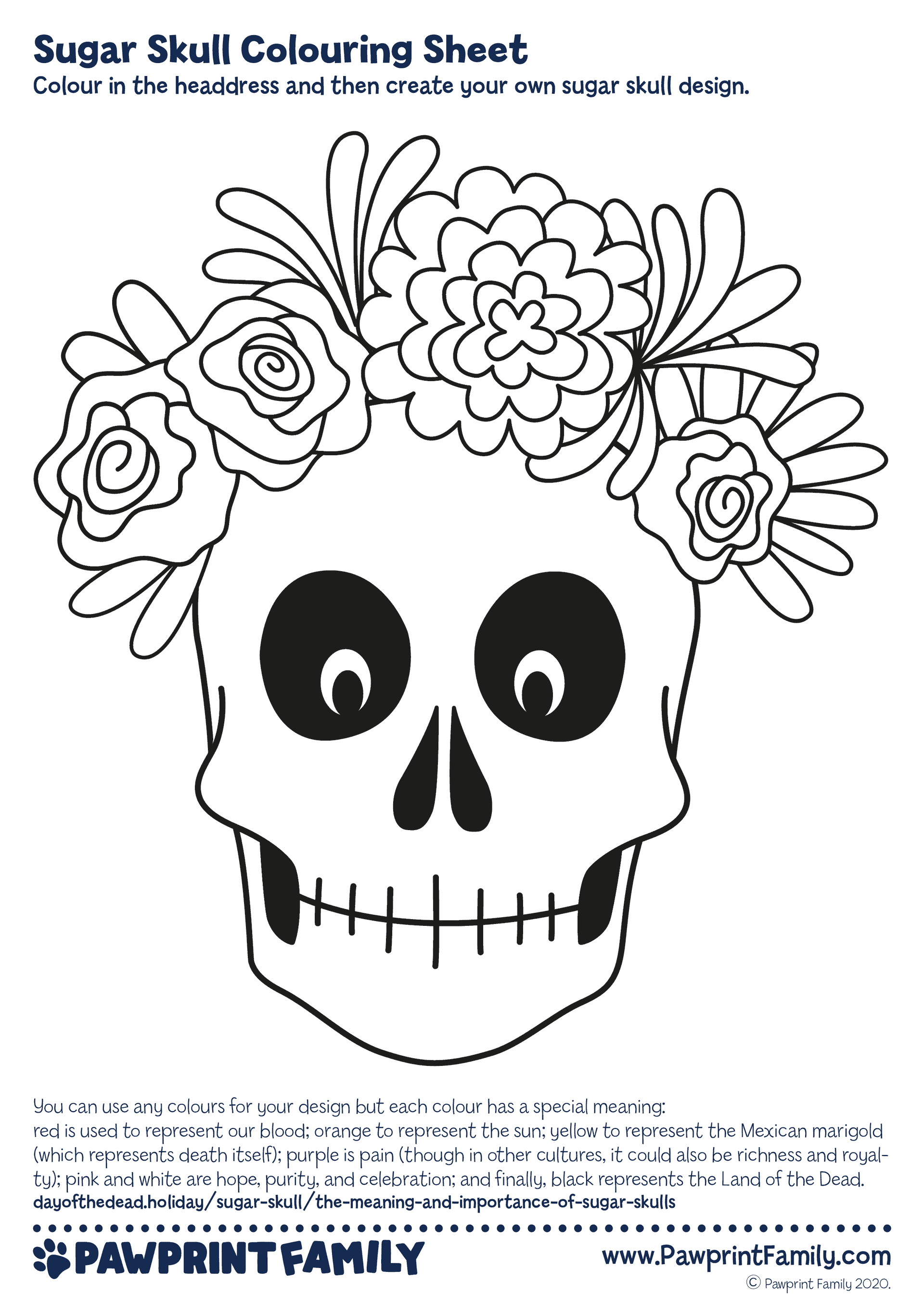 Sugar skull colouring sheet