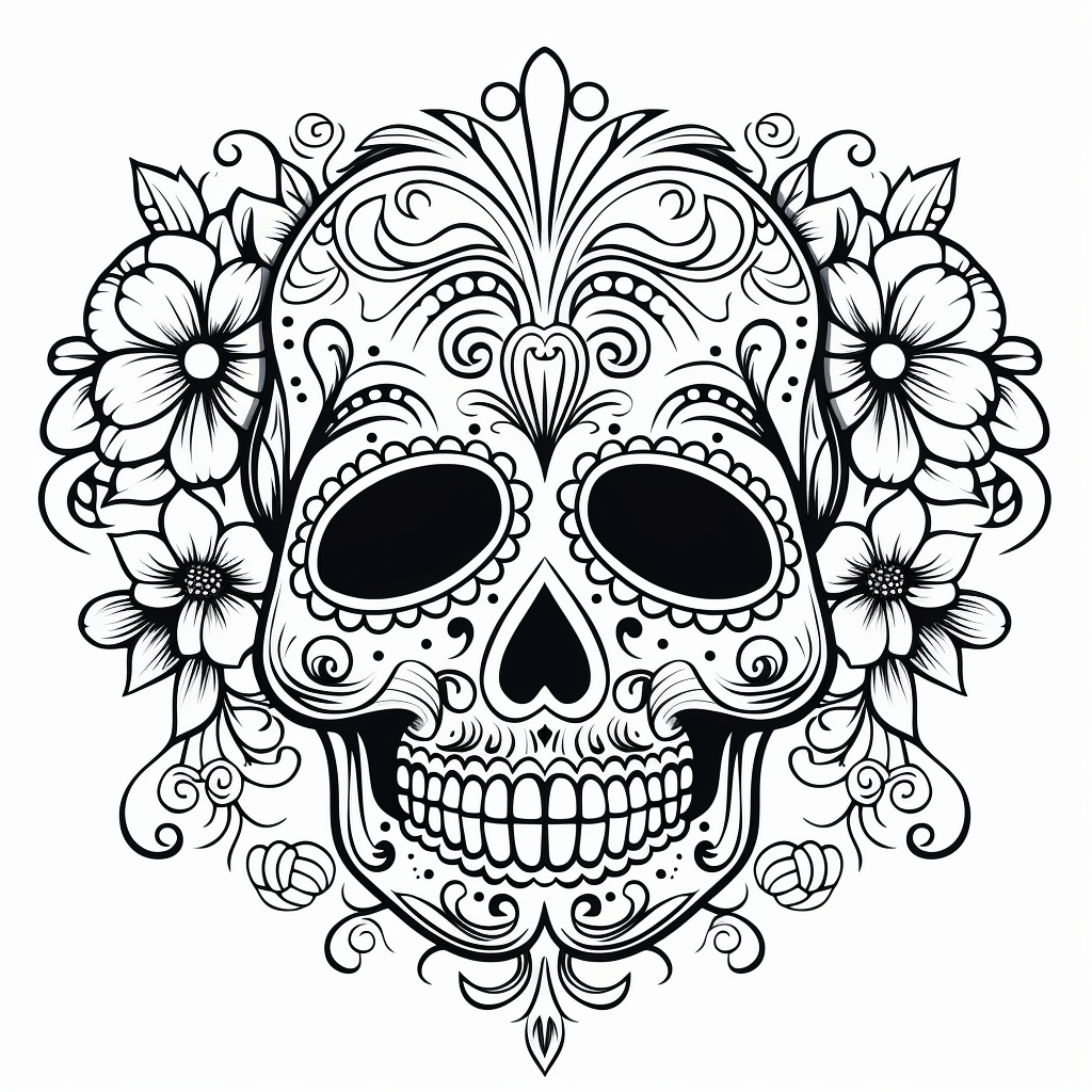 Love sugar skull coloring pages